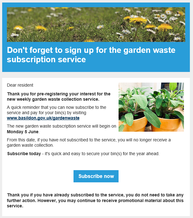 example of the email creative to pre register