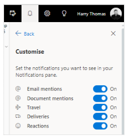 Outlook reactions settings