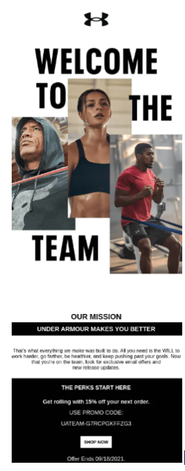 Under Armour email example