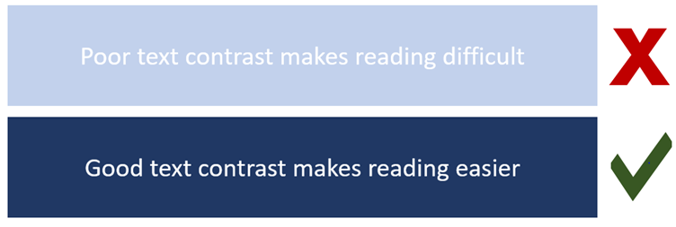 improved visibility through colour contrast