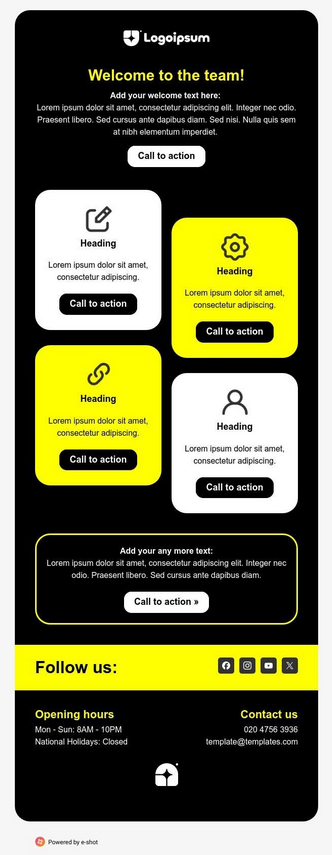 colour blocking email example in darkmode