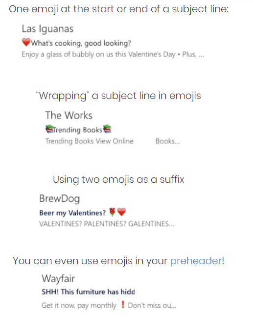 emoji add standout but can be used in a variety of ways