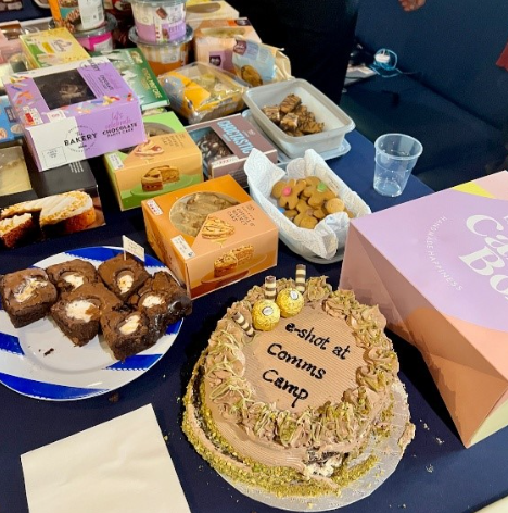 e-shot at comms camp cake and other goodies