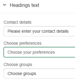 Heading text controls on e-shot forms
