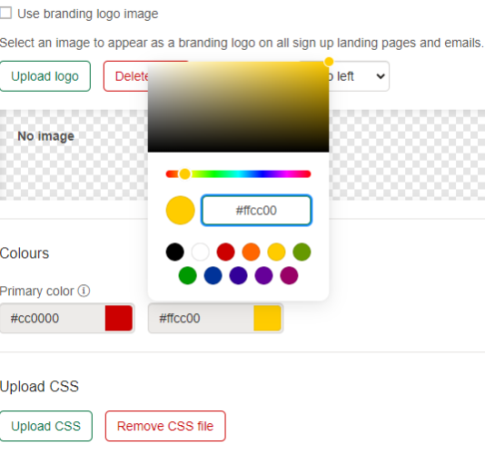 Setting branding on an e-shot form