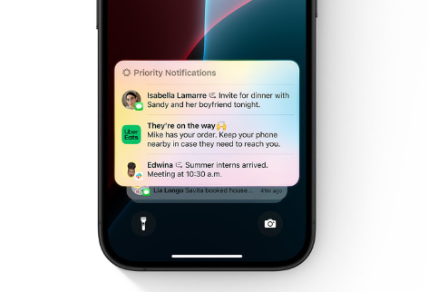 Apple iOS priority notifications on an iPhone