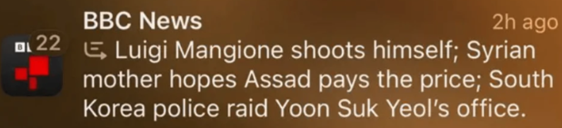 Apple AI interpreted BBC news notification