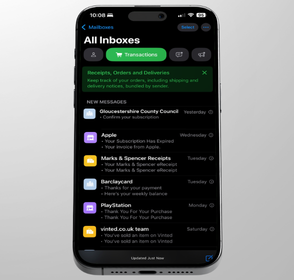Apple mail Transaction email examples