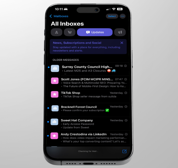 Apple mail Updates email examples