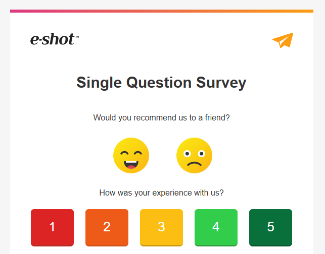 single question survey example with emoji faces for happy and sad