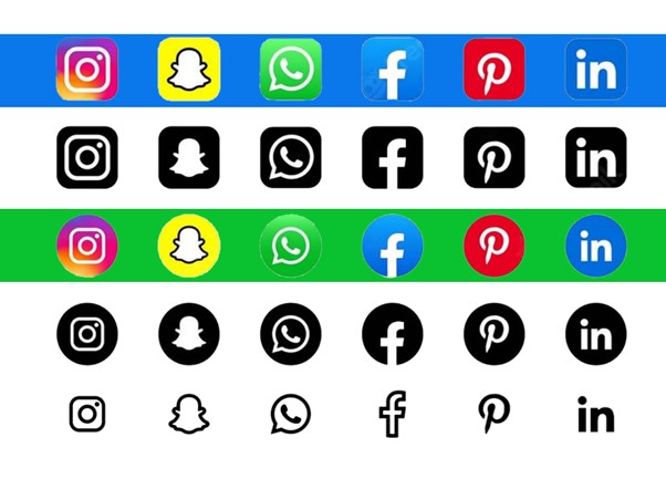 social icons with coloured backgrounds