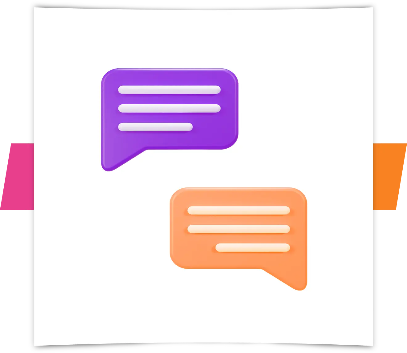 Two speech bubbles in purple and orange