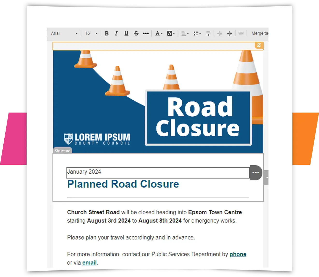 e-shot smart editor template example
