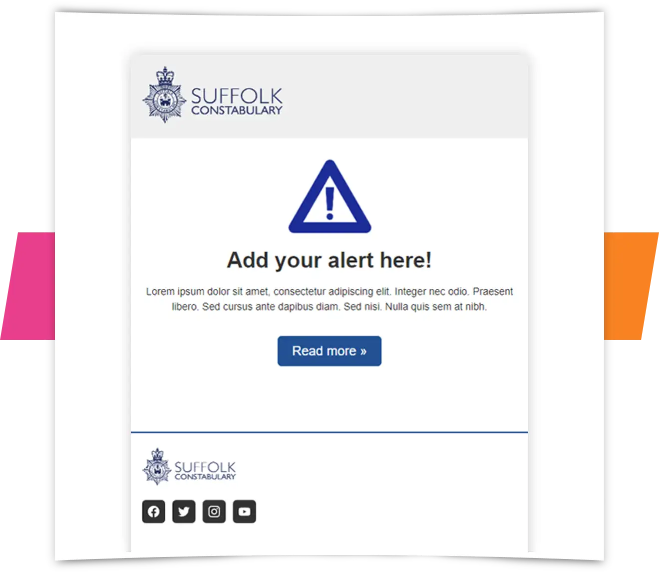 Emergency Services alert email example