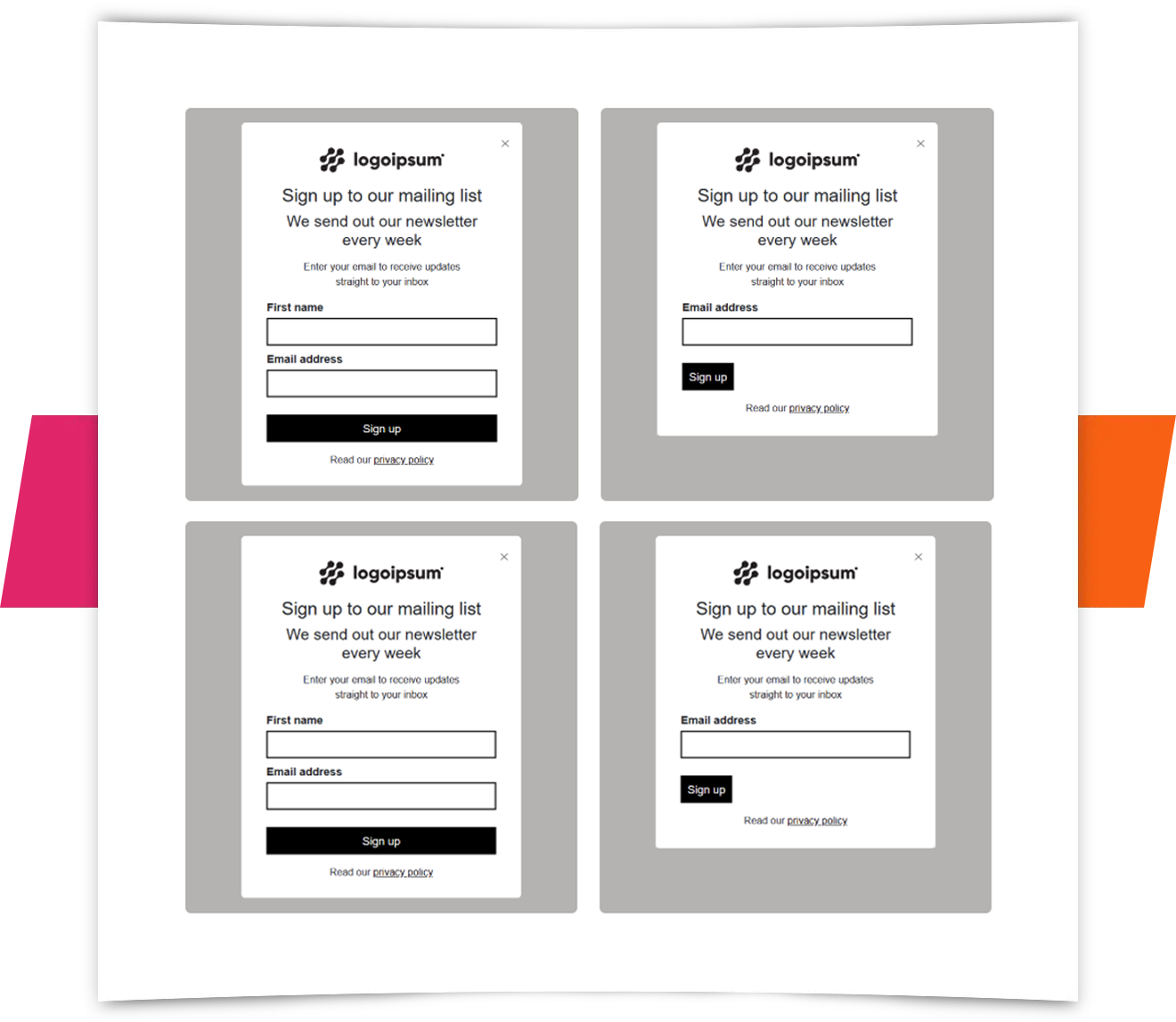 Popup template examples