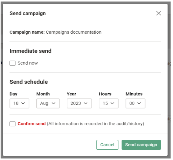 Schedule within the campaign send 