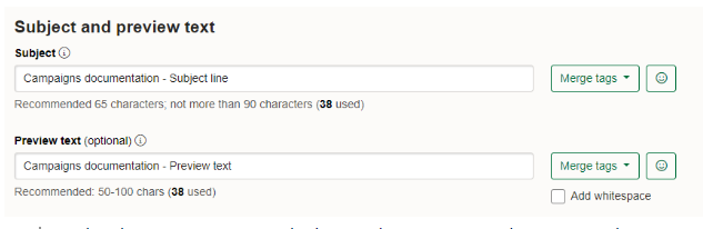 Subject line and preview text 