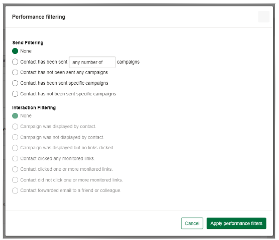 Applying performance filtering 
