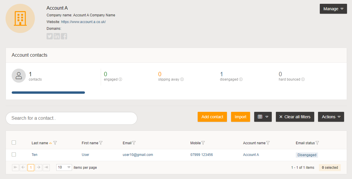 search in accounts view