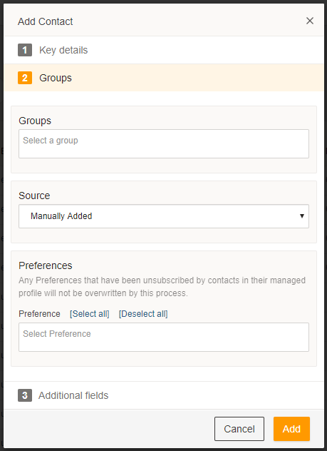 Adding a contact to groups 