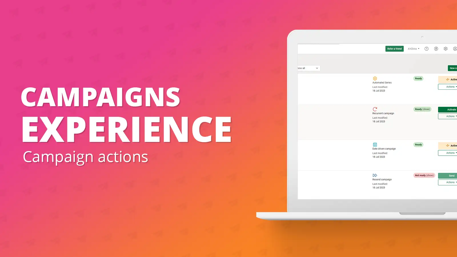 Campaign actions: Activating, deactivating, cancelling, cloning, and deleting campaigns