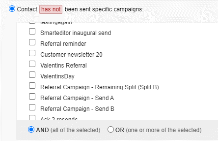 contact not sent specific campaigns
