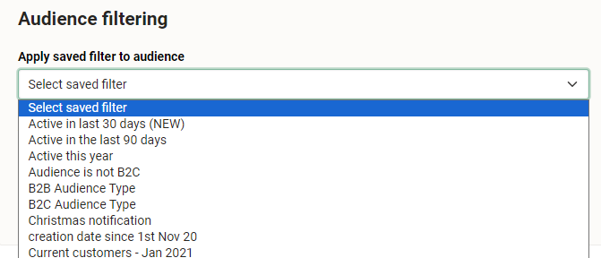 Applying a saved filter to a campaign