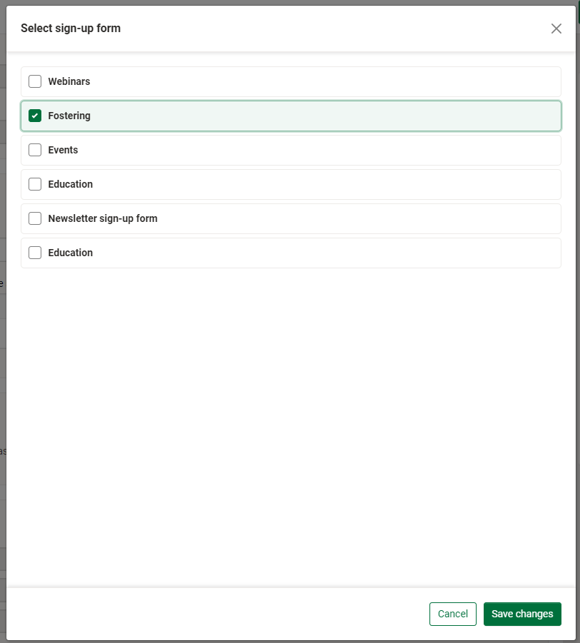 Applying a sign up form filter 