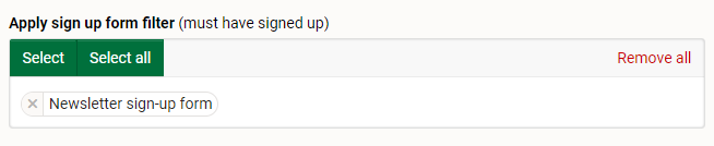 Applied sign up form filter