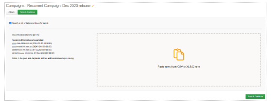 Recurrent campaign setup stage