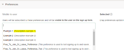 Preference description on a form