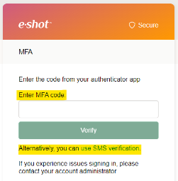 MFA entering a code example