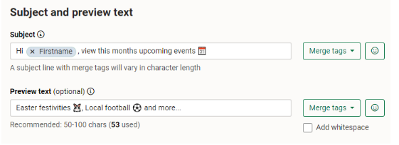 Subject line and preview text