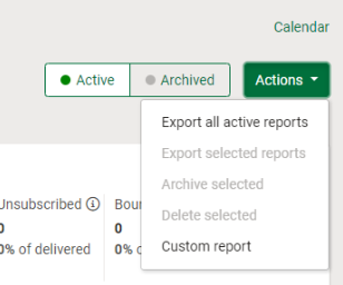 New analytics UI actions dropdown