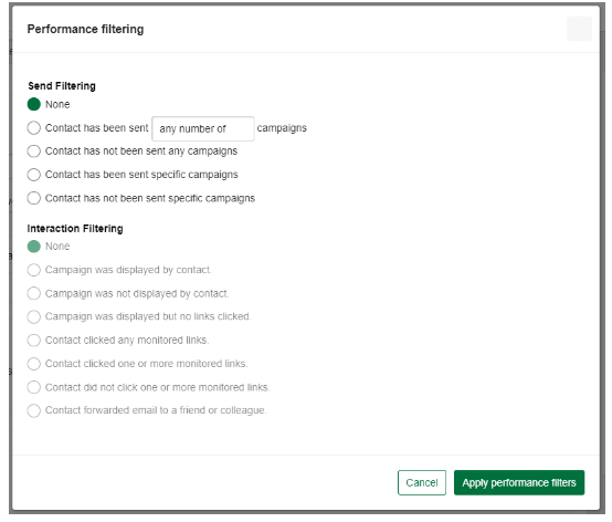 Applying performance filtering 