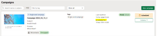 Scheduled for date on the new campaigns page
