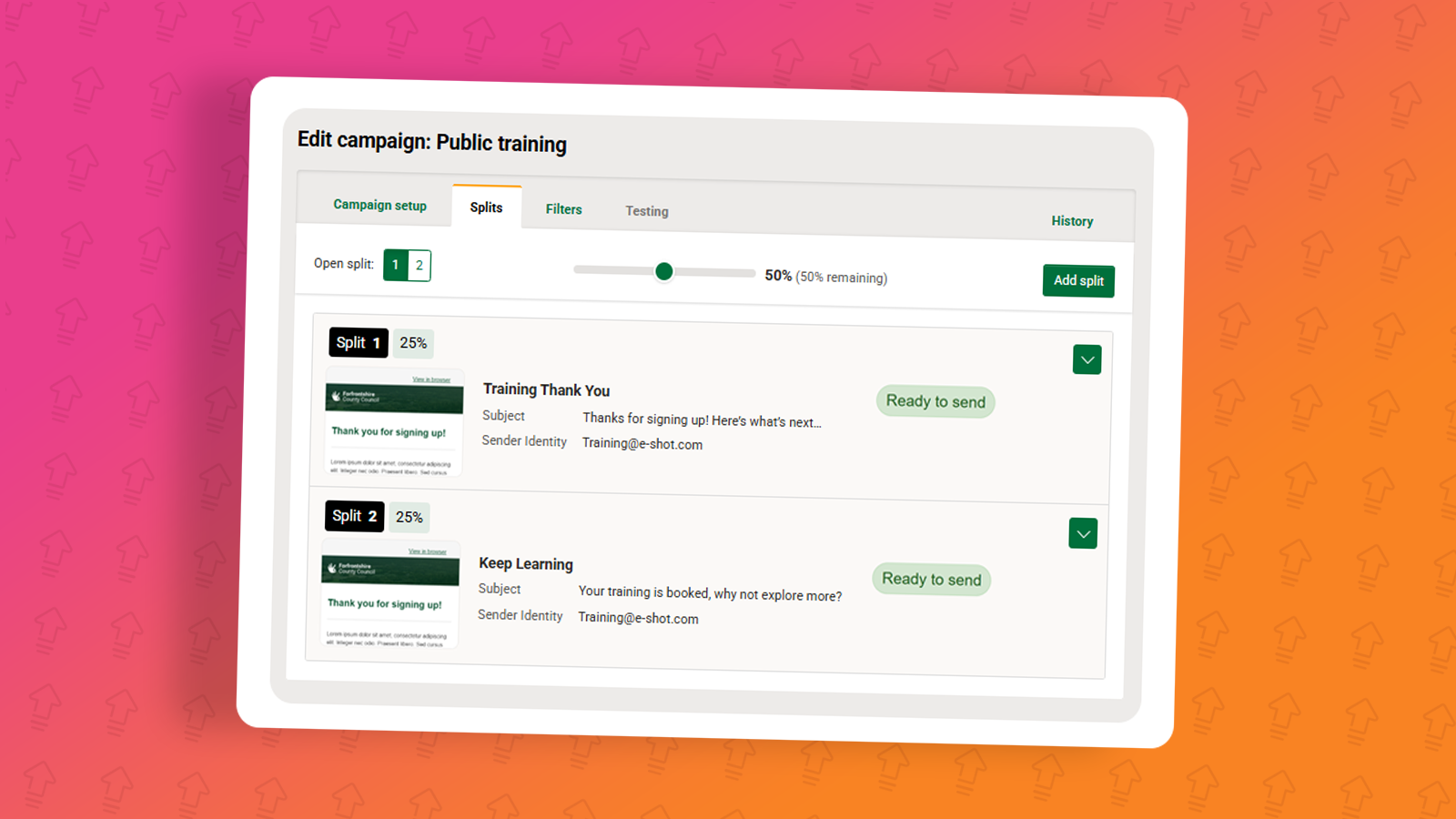 Campaigns: Split test campaigns