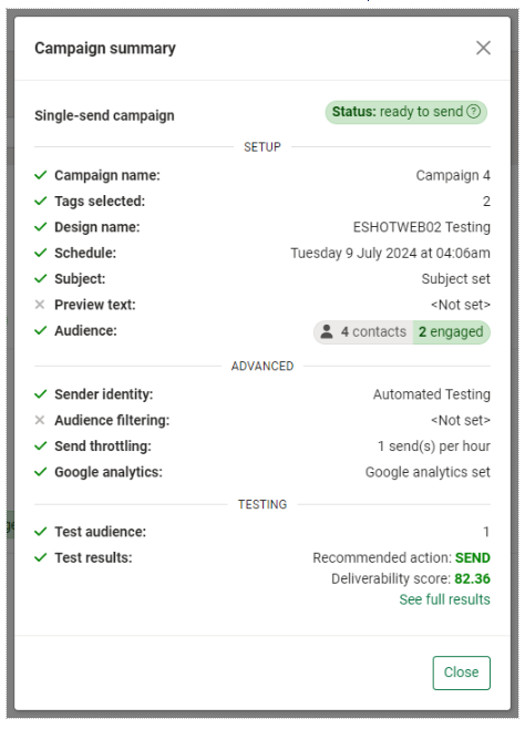 Campaign summary example