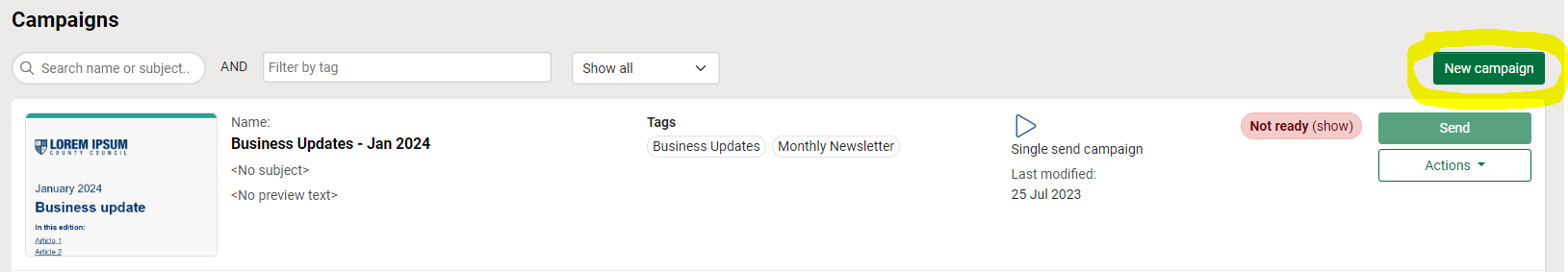 Creating a new campai