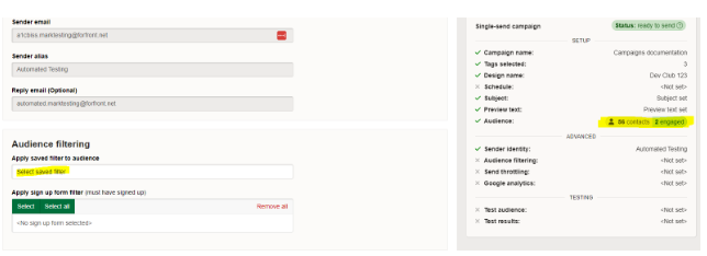 Before choosing a saved filter 