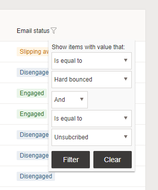 Engagement filtering 