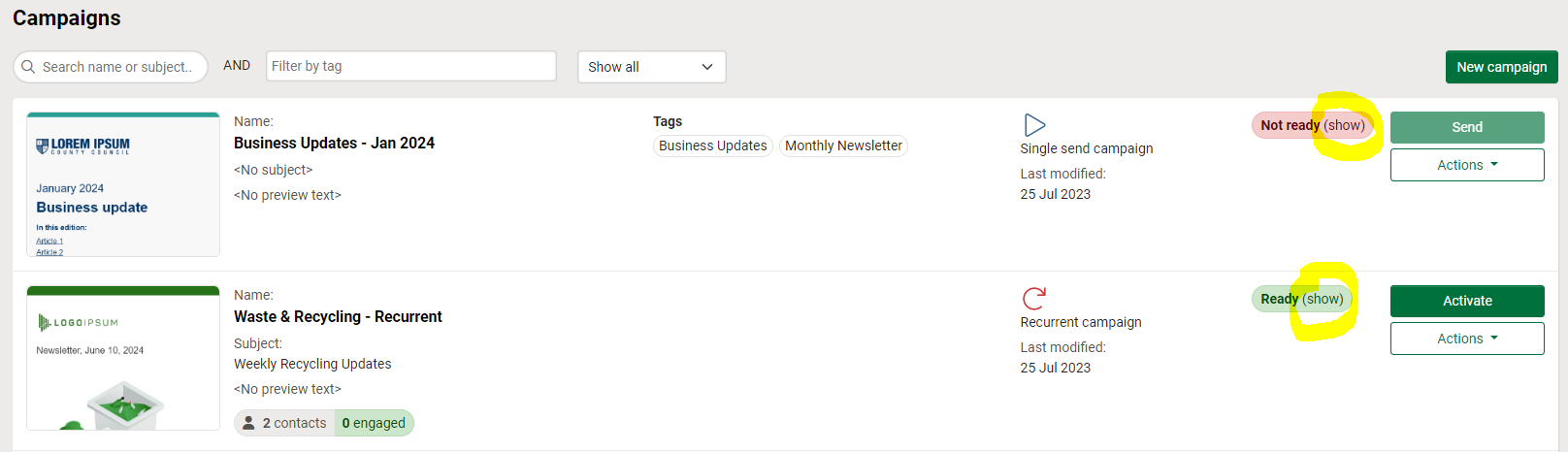 How to find the campaign summary outside of the campaign