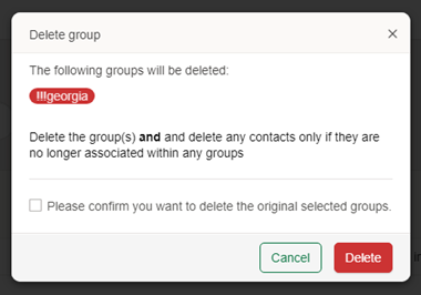 Deleting contacts and groups
