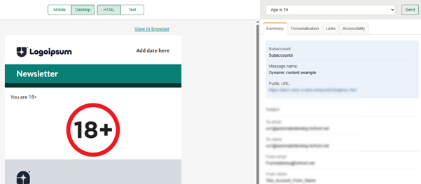 Over 18 content test