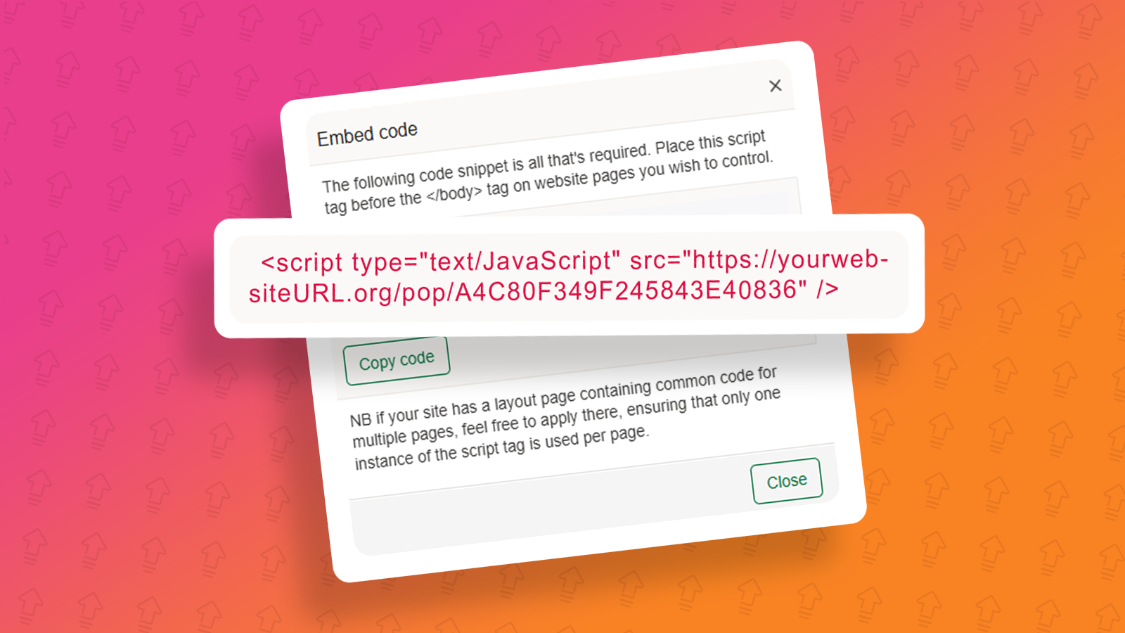 Website setup: Adding website popups embed code to your website