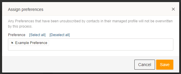 Updating a contacts preferences 