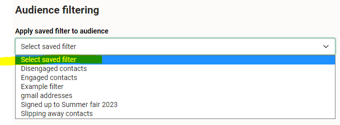 Removing a saved filter