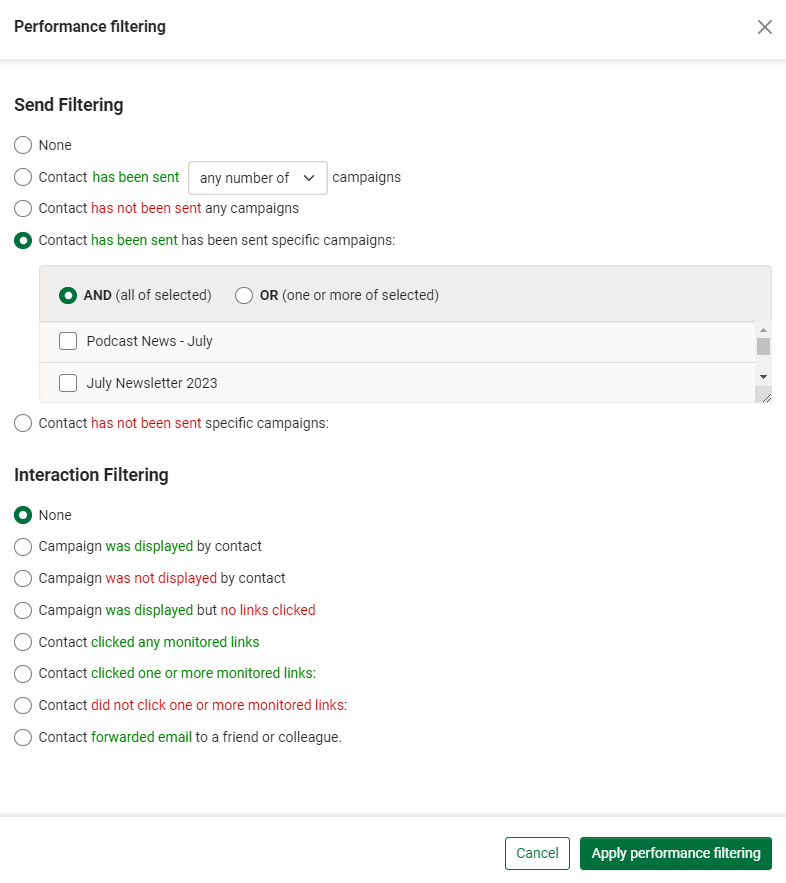 Choosing your filters 