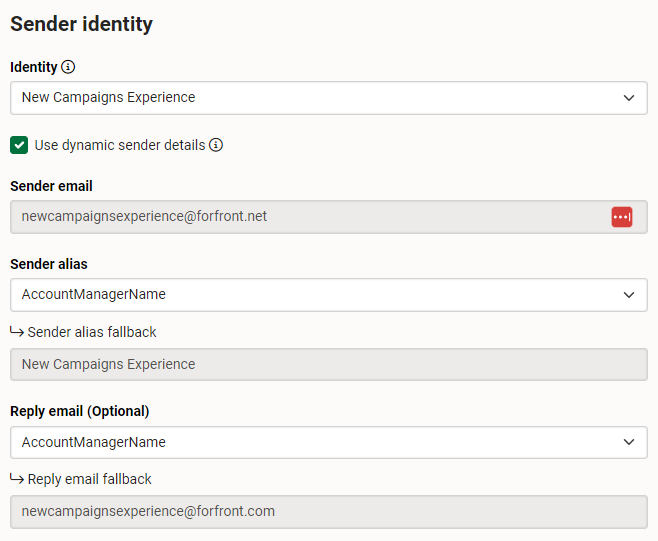 Applying a dynamic sender identity  