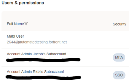 New MFA/SSO users tab